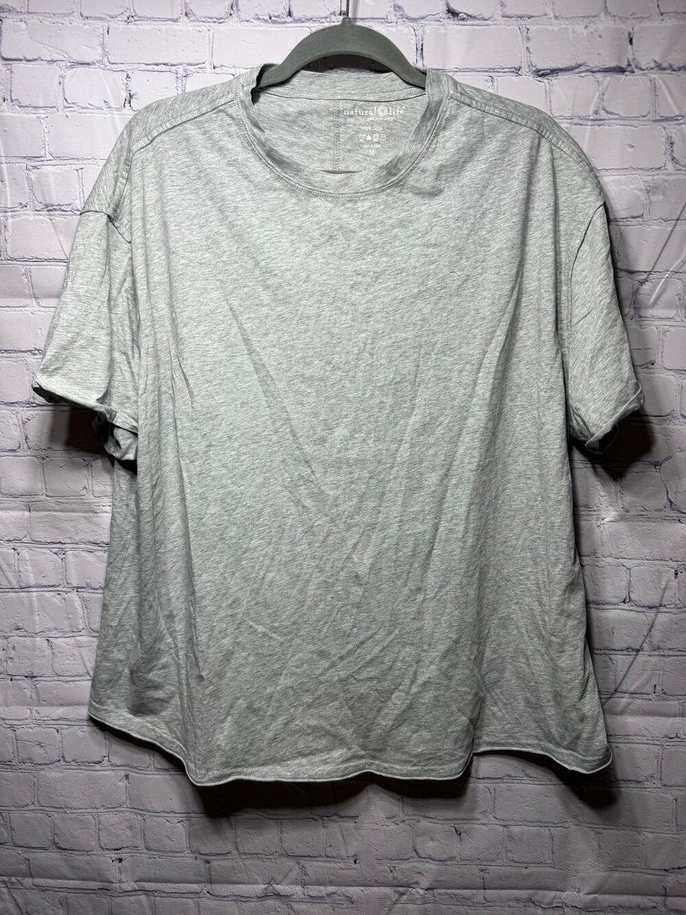 Natural Life Oversized Short Sleeve Cotton Tee Gray Sz M Casual NWT